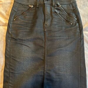 Black Denim Skirt with Zipper Details